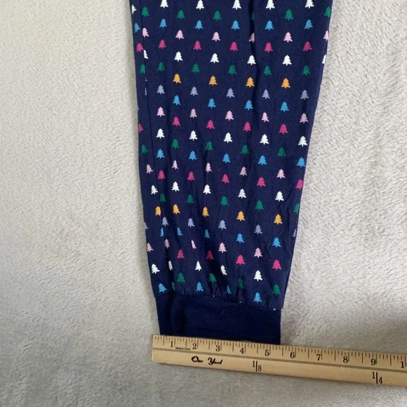 J.Crew Pajama Set Womens XL Blue‎ Christmas Tree Print Henley Top Joggers Cotton - Picture 14 of 16